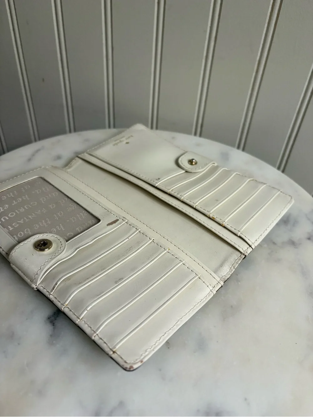 Kate Spade Leather Bifold Wallet Black & Ivory Luxury Designer Classic Preppy NY